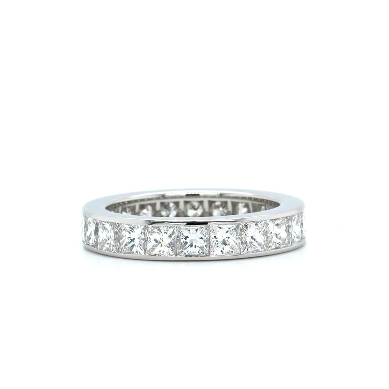 Platinum Princess Cut Channel Set Eternity Band