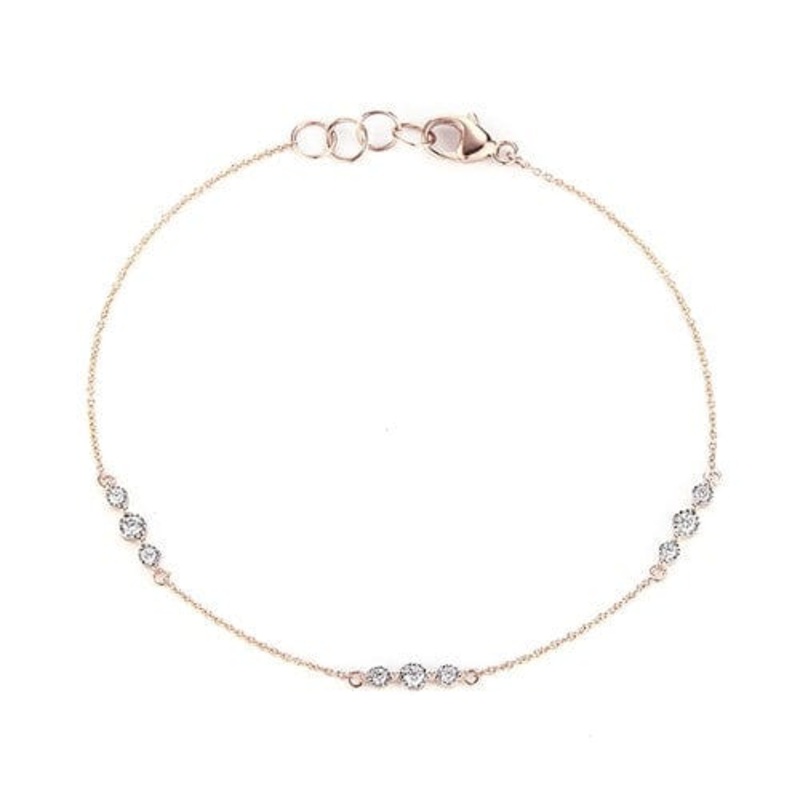 14K Rose Gold Trio Diamond Station Bracelet