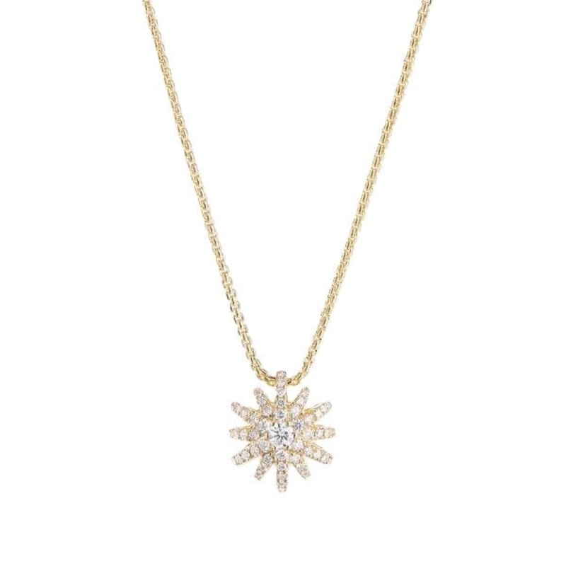 Starburst Pendant Necklace in 18K Yellow Gold with Pav Diamonds