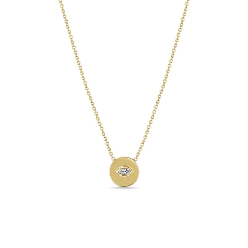 Zoe Chicco 14K Yellow Gold Marquise Diamond Disc Pendant