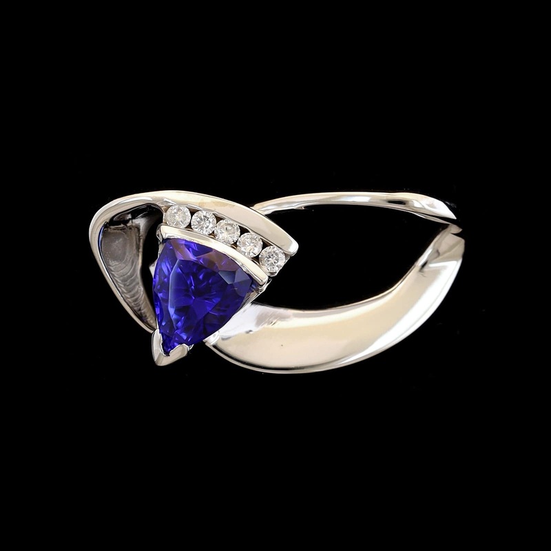 14K White Gold Estate Tanzanite and Diamond Slide Pendant