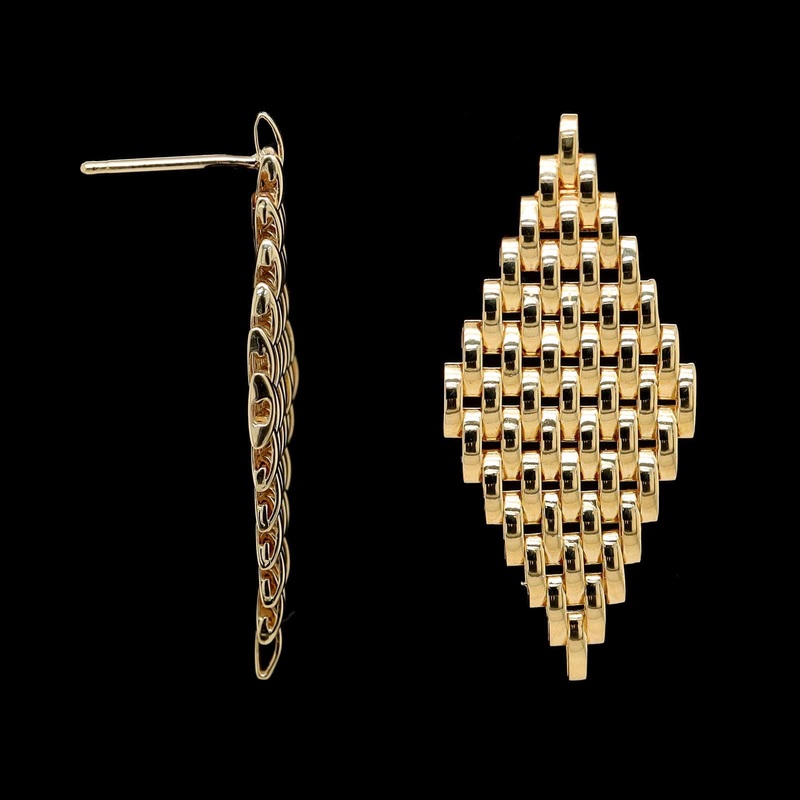 14K Yellow Gold Estate Panther Link Earrings