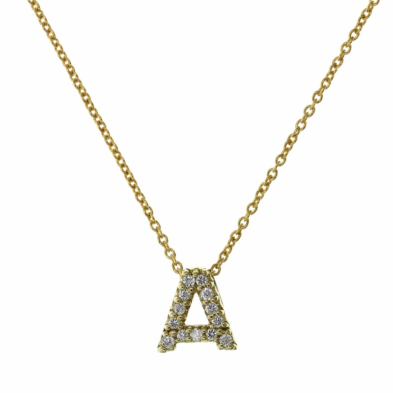Roberto Coin 18K Yellow Gold TIny Treasure Diamond Initial Necklace