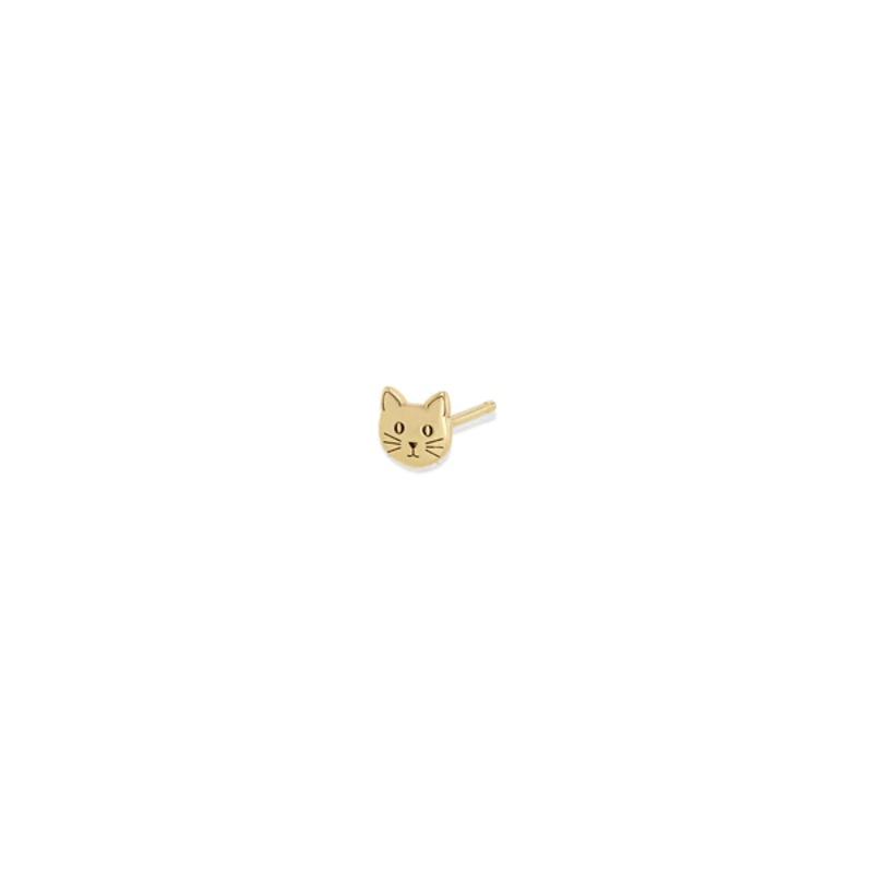 Zoe Chicco 14K Yellow Gold Cat Stud Earring