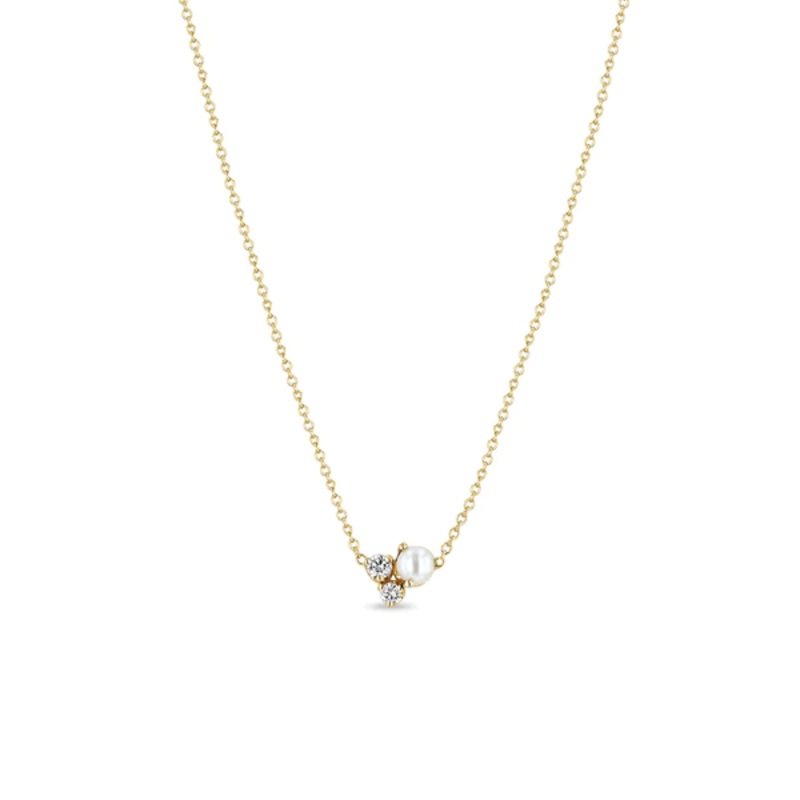 Zoe Chicco 14K Yellow Gold Freshwater Pearl Diamond Necklace