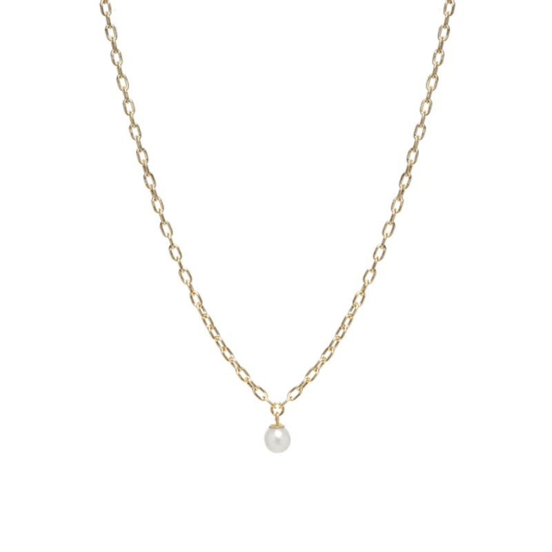 Zoe Chicco 14K Yellow Gold Freshwater Pearl Link Chain Necklace