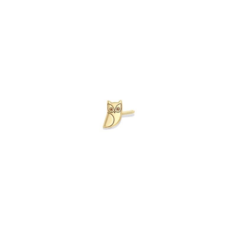 Zoe Chicco 14K Yellow Gold Owl Stud Earring