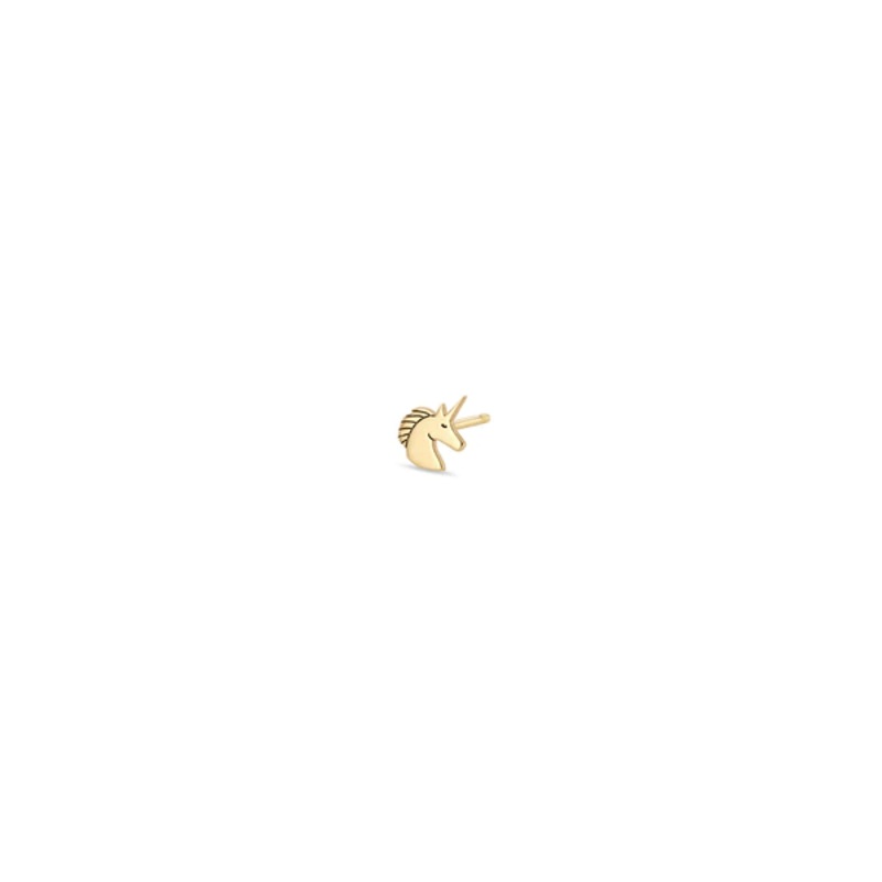 Zoe Chicco 14K Yellow Gold Unicorn Stud Earring