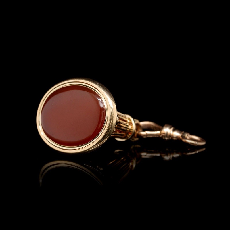 Antique 14K Yellow Gold Estate Carnelian Watch Fob Pendant