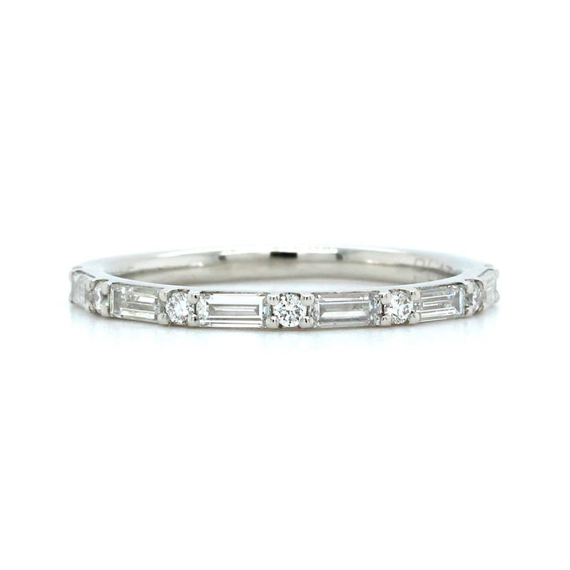 Platinum Round and Baguette Diamond Band