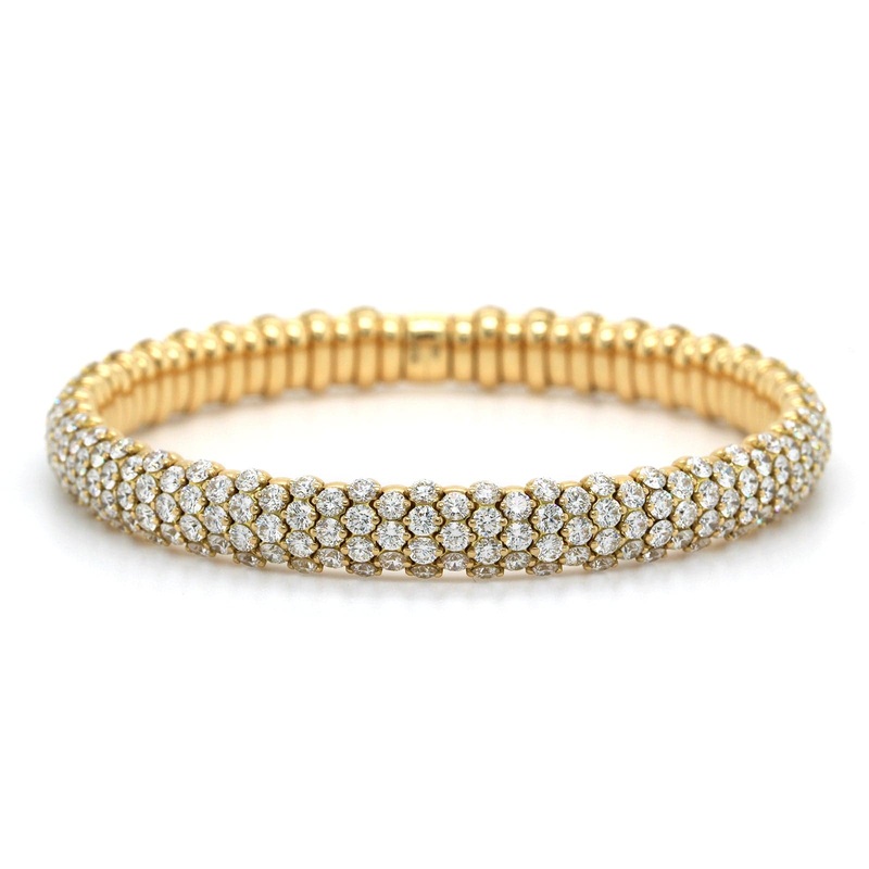 Zydo 18K Yellow Gold Pave Diamond Stretch Bracelet