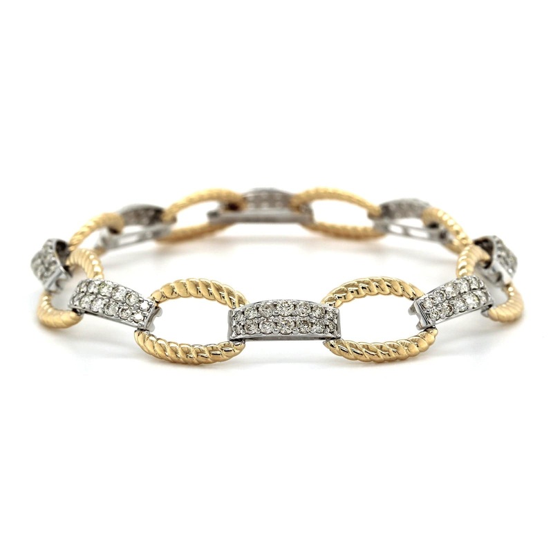 14K Two-Tone Gold Rope Style Diamond Bracelet