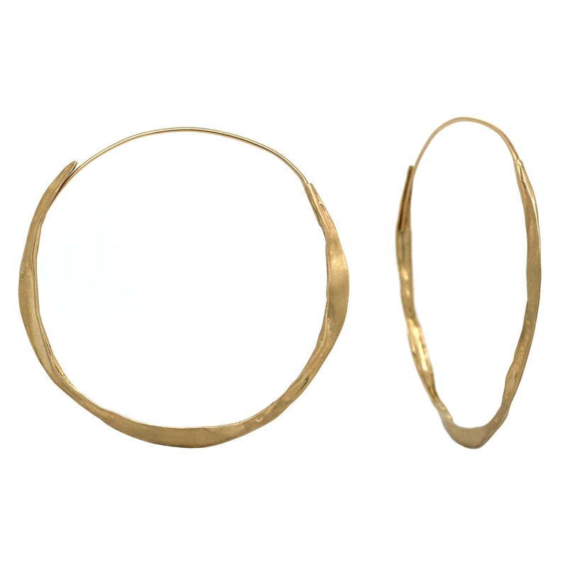 10K Yellow Gold Large Crinkle Hoop Earrings