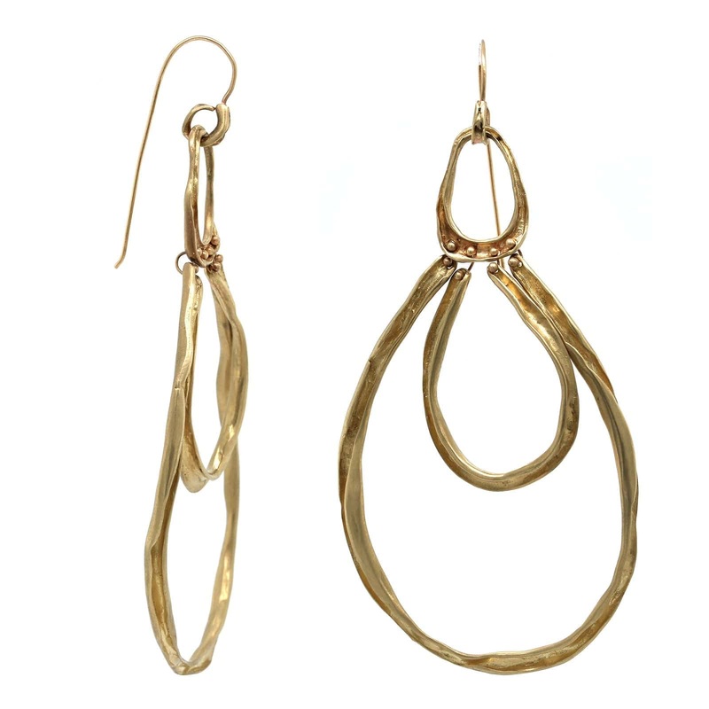 10K Yellow Gold Spider Multi Drop Hoop Earrings
