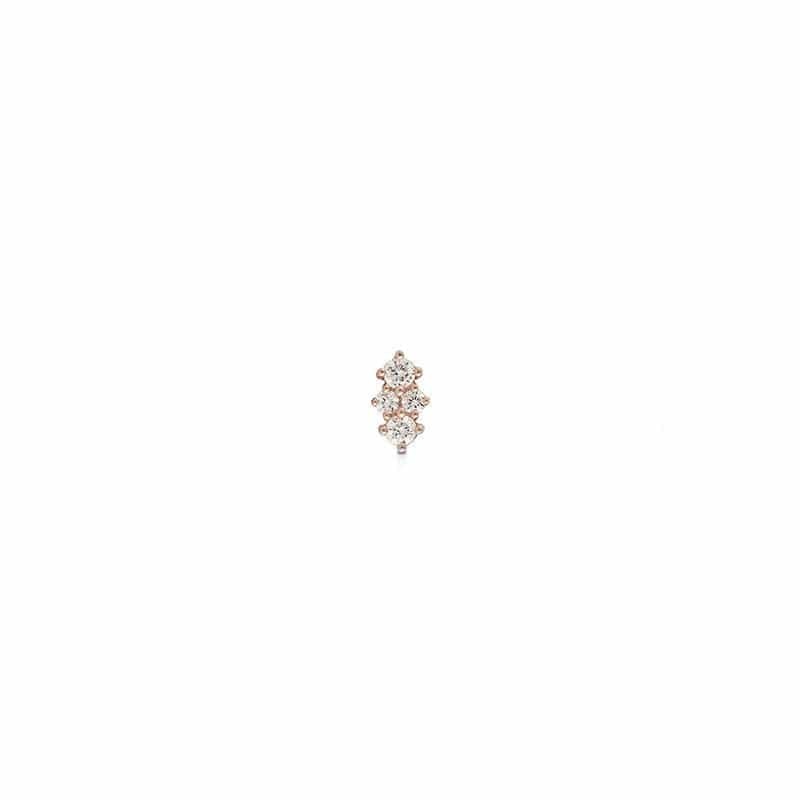 14K Rose Gold Pave Diamond Single Stud Earring