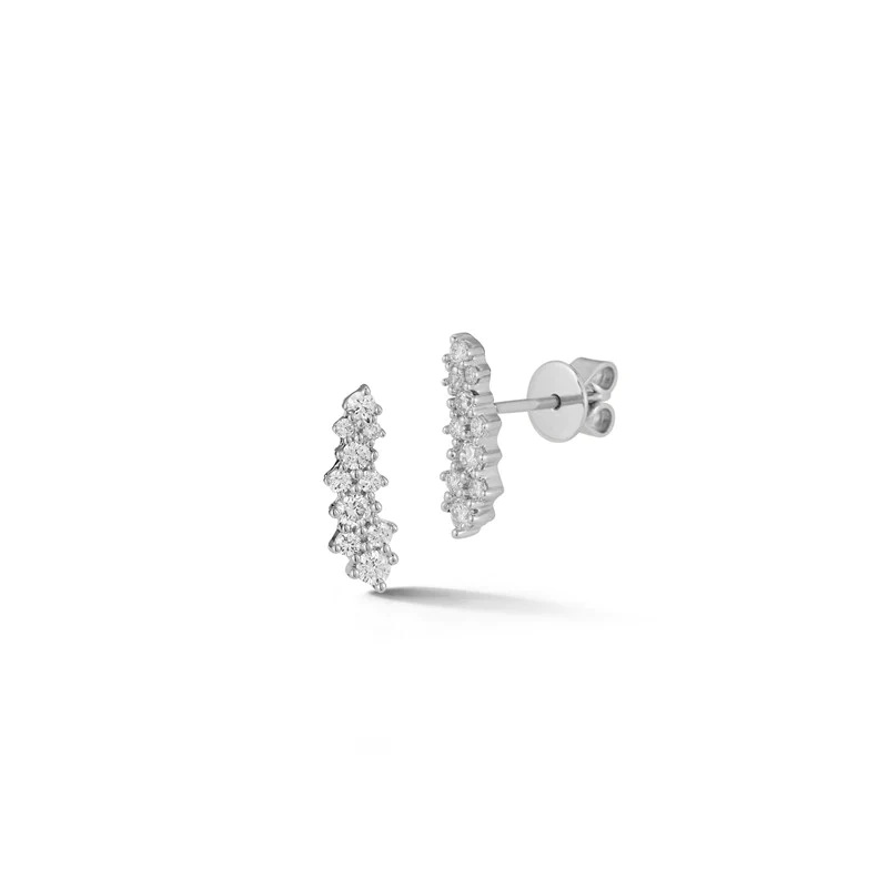 14K White Gold Diamond Climber Earrings