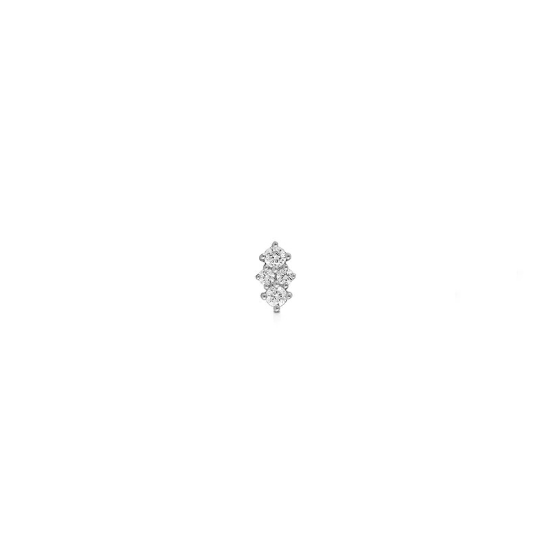 14K White Gold Pave Diamond Single Stud Earring