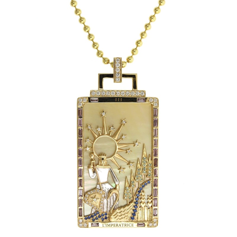 Sorellina 18K Yellow Gold L’Imperatrice Tarot Card Pendant