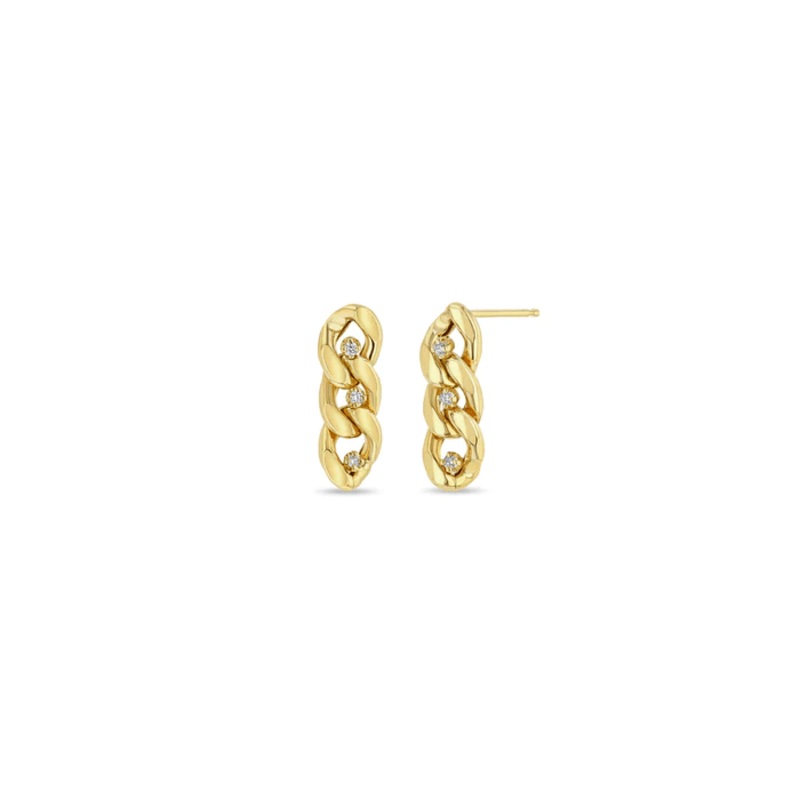 Zoe Chicco 14K Yellow Gold Curb Link Diamond Drop Earrings