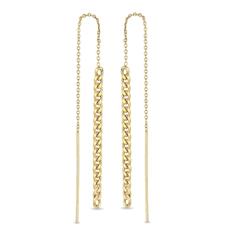 Zoe Chicco 14K Yellow Gold Curb Link Threader Drop Earrings
