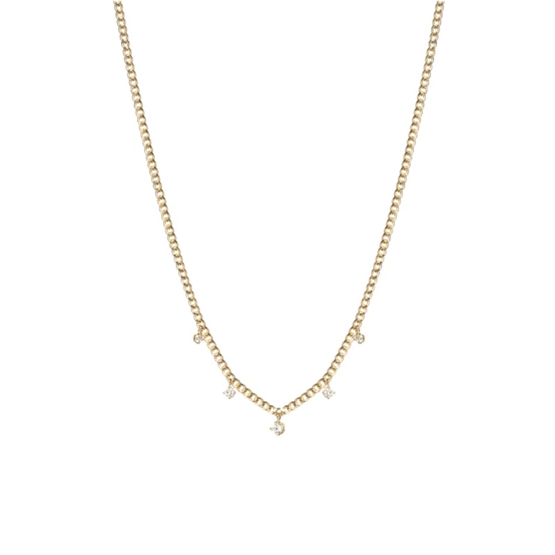 Zoe Chicco 14K Yellow Gold Dangle Diamond Curb Link Necklace