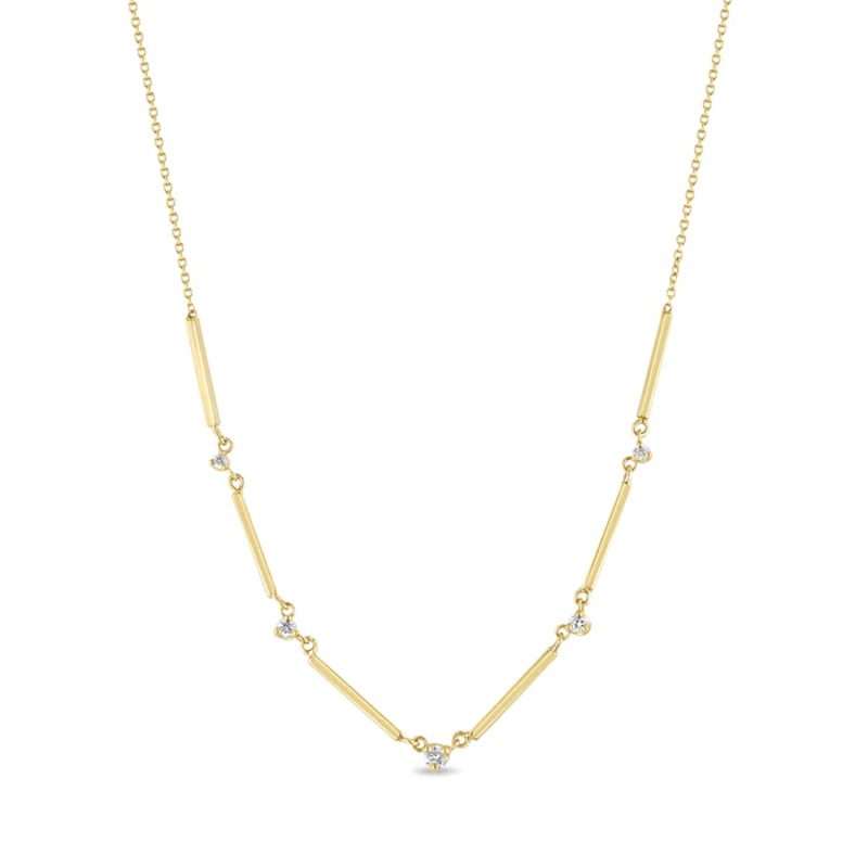 Zoe Chicco 14K Yellow Gold Diamond Bar Link Necklace
