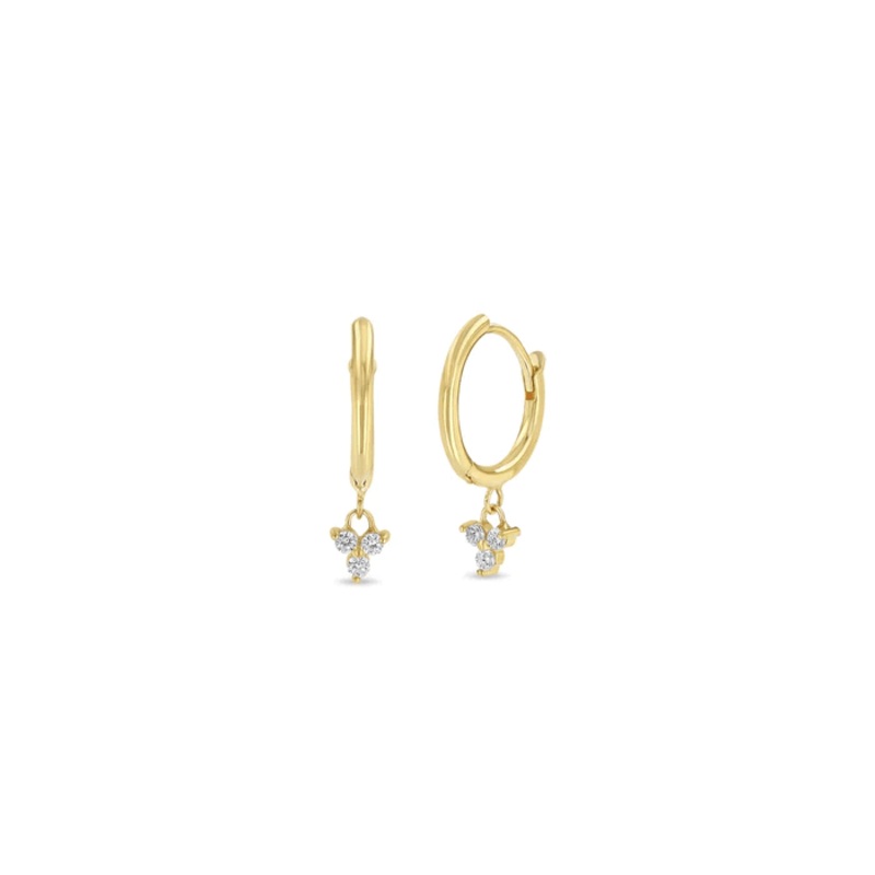 Zoe Chicco 14K Yellow Gold Diamond Dangle Huggie Earrings