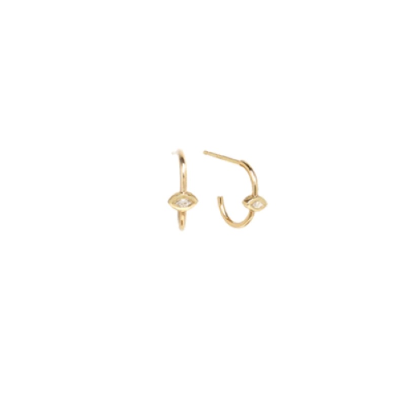 Zoe Chicco 14K Yellow Gold Diamond Marquise Pod Huggie Earrings