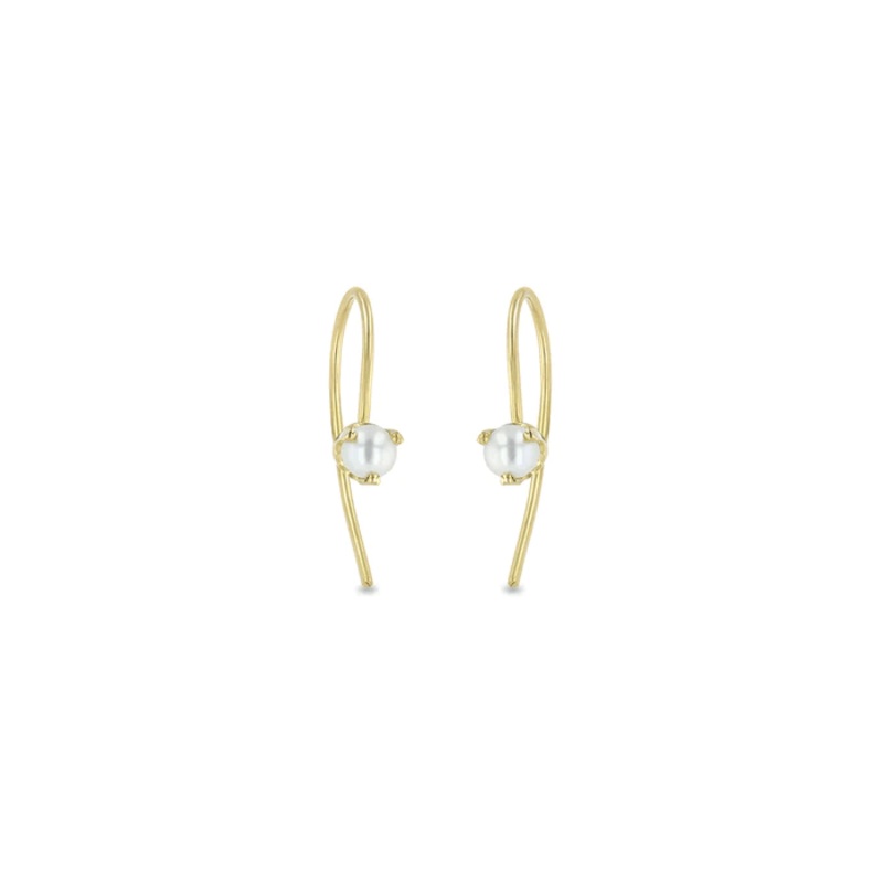 Zoe Chicco 14K Yellow Gold Pearl Threader Earrings