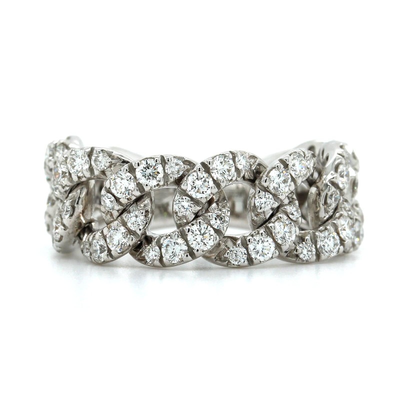 Zydo 18K White Gold Pave Diamond Curb Link Ring