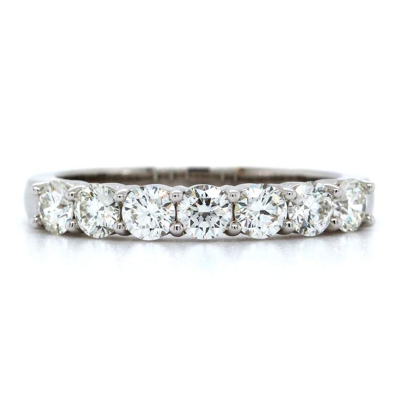 18K White Gold 7 Stone Shared Prong Diamond Band