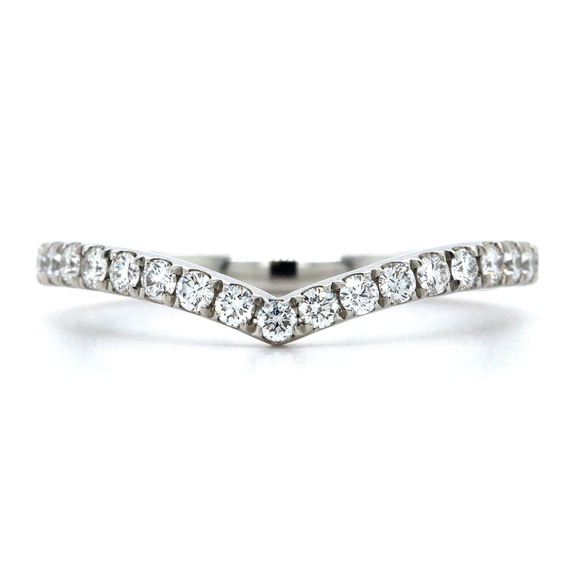 Platinum Shared Prong V Shape Diamond Band
