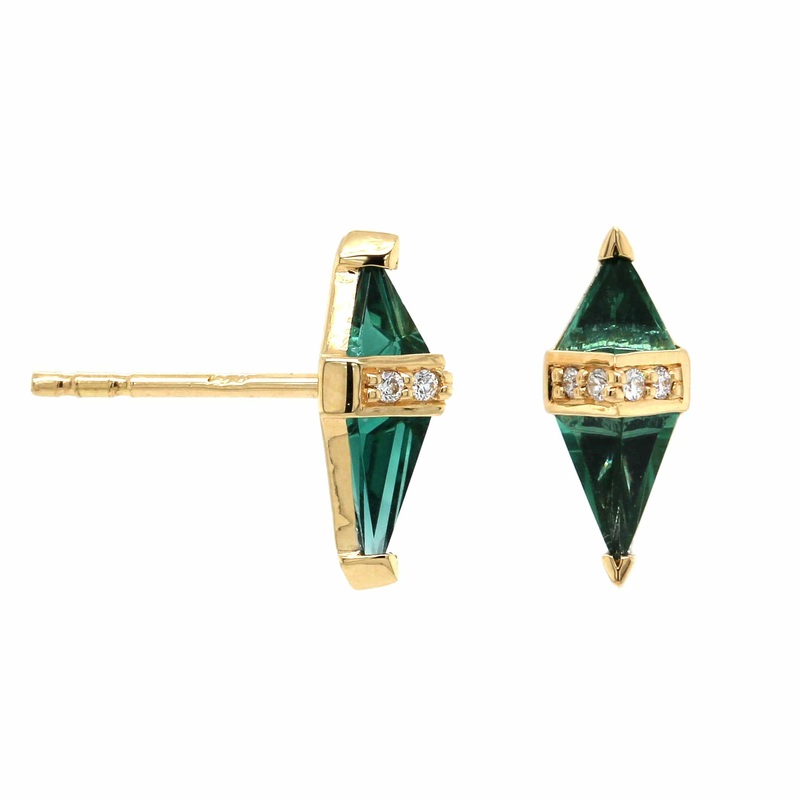 Sorellina Green Quartz and Diamond Pietra Studs