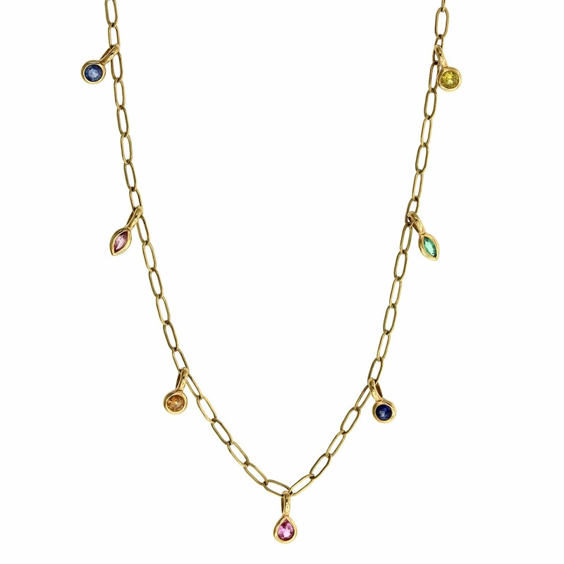 Sorellina Multi-colored Sapphire Bezel Necklace