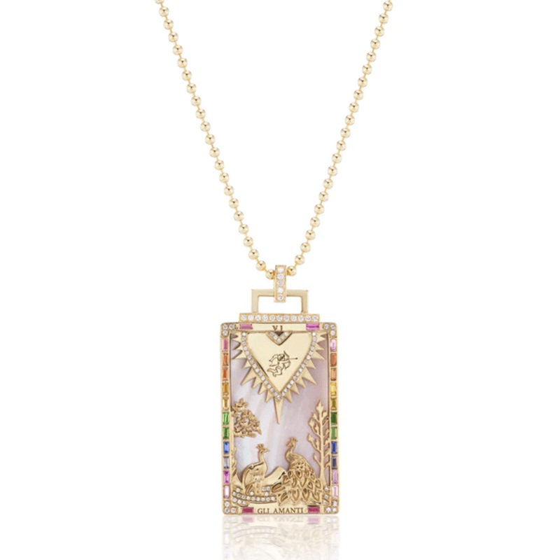 Sorellina 18K Yellow Gold Gli Amanti Tarot Card Pendant