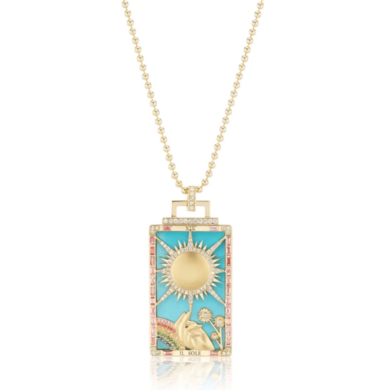 Sorellina 18K Yellow Gold Il Sole Tarot Card Pendant
