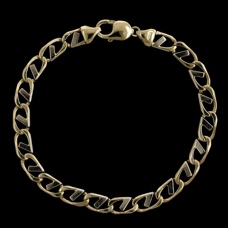 14K Two-tone Gold Estate Mariner Link Bracelet