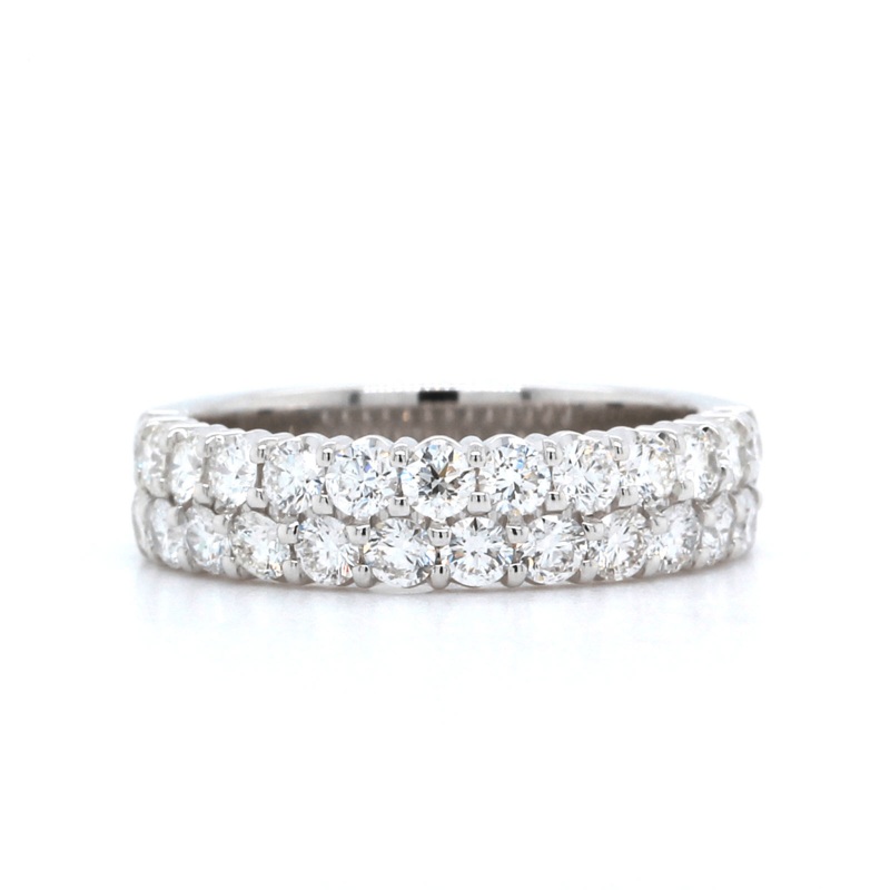 18K White Gold 2 Row Diamond Band