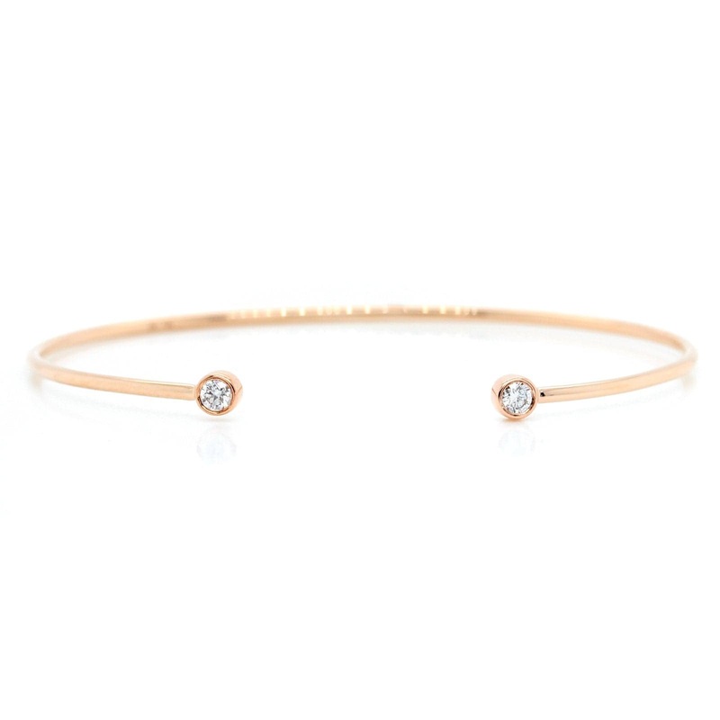 14K Rose Gold Diamond Thin Cuff Bracelet