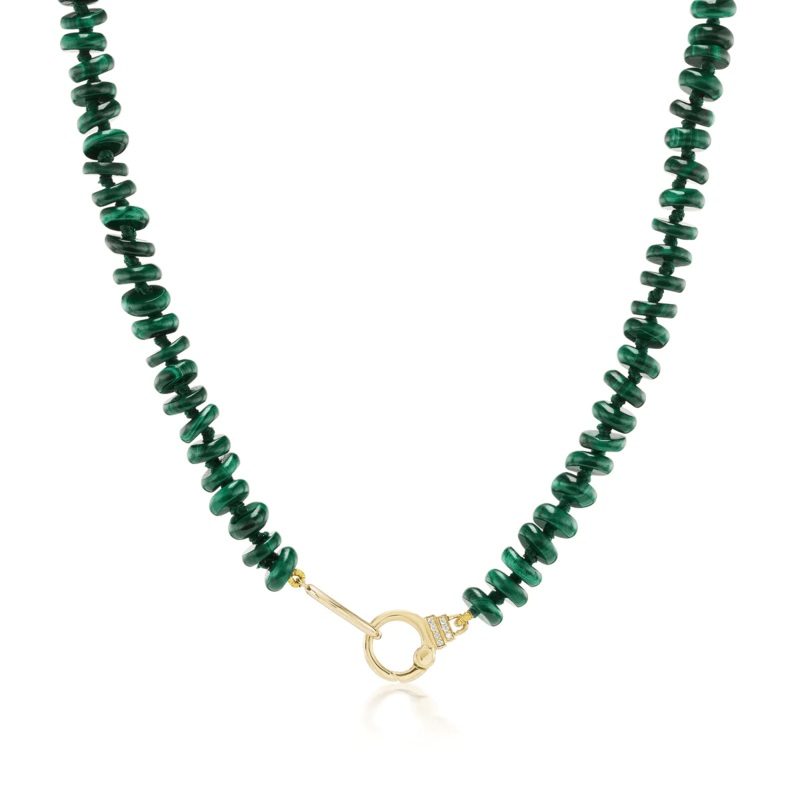 Sorellina 18K Yellow Gold Malachite Beaded Necklace no