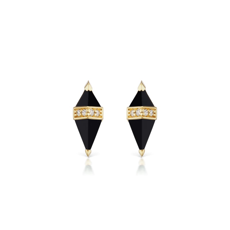 Sorellina 18K Yellow Gold Pietra Black Onyx Stud Earrings