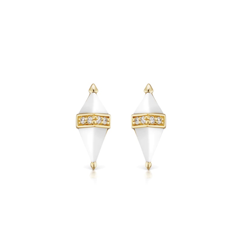 Sorellina 18K Yellow Gold Pietra White Onyx Stud Earrings