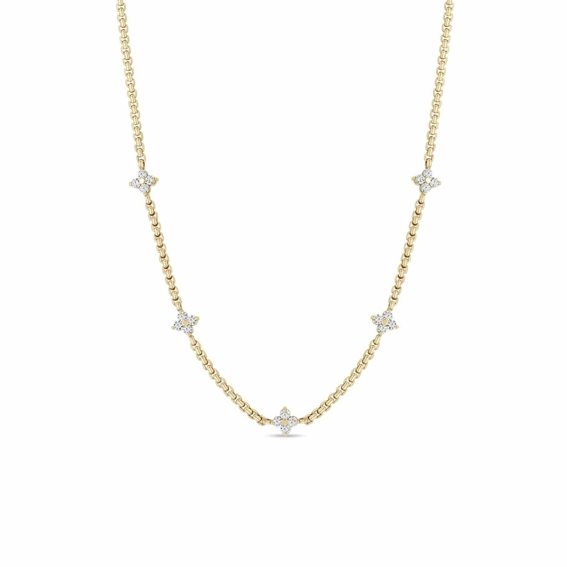 Zoe Chicco 14K Yellow Gold Five Diamond Station Necklace