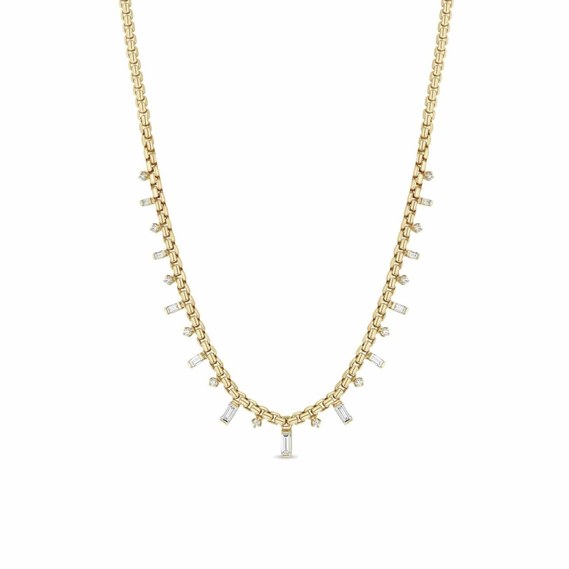 Zoe Chicco 14K Yellow Gold Graduated Diamond Medium Box Chain Necklace