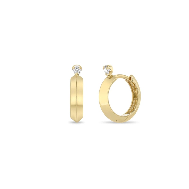 Zoe Chicco 14K Yellow Gold Knife Edge Hinged Huggie Hoop Earrings