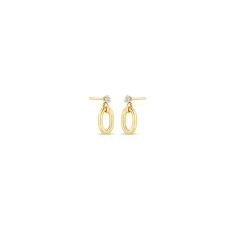Zoe Chicco 14K Yellow Gold Oval Link Diamond Drop Earrings
