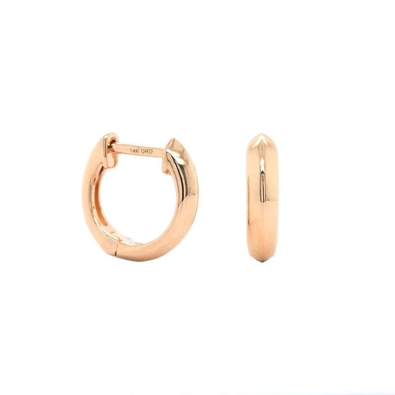 14K Rose Gold Knife Edge Huggie Earrings