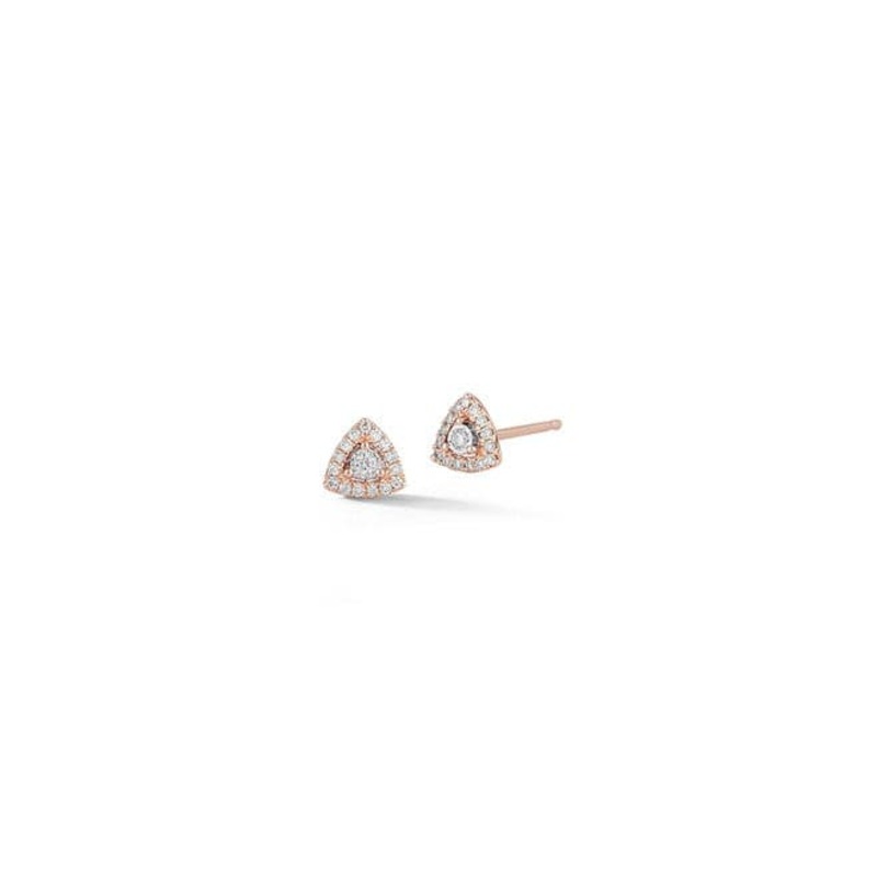 14K Rose Gold Triangle Halo Stud Earrings