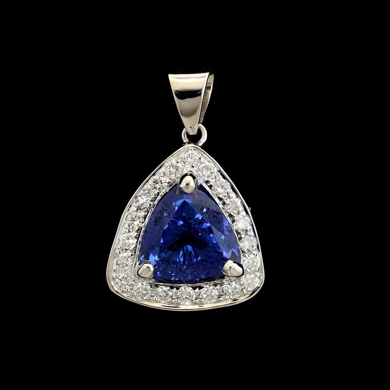 14K White Gold Estate Tanzanite and Diamond Pendant