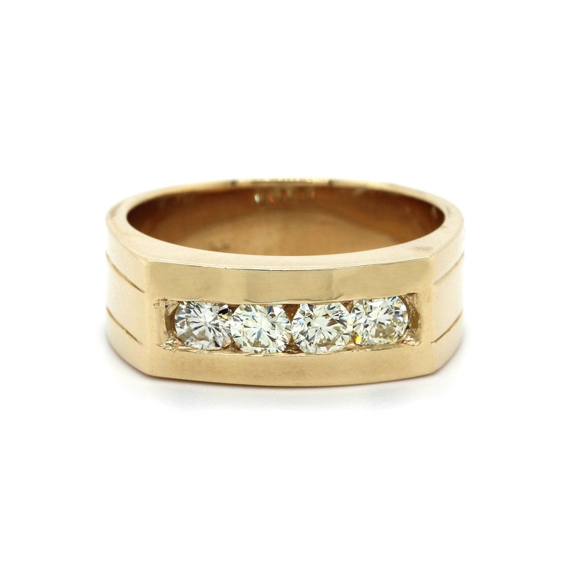 14K Yellow Gold 4 Stone Diamond Band